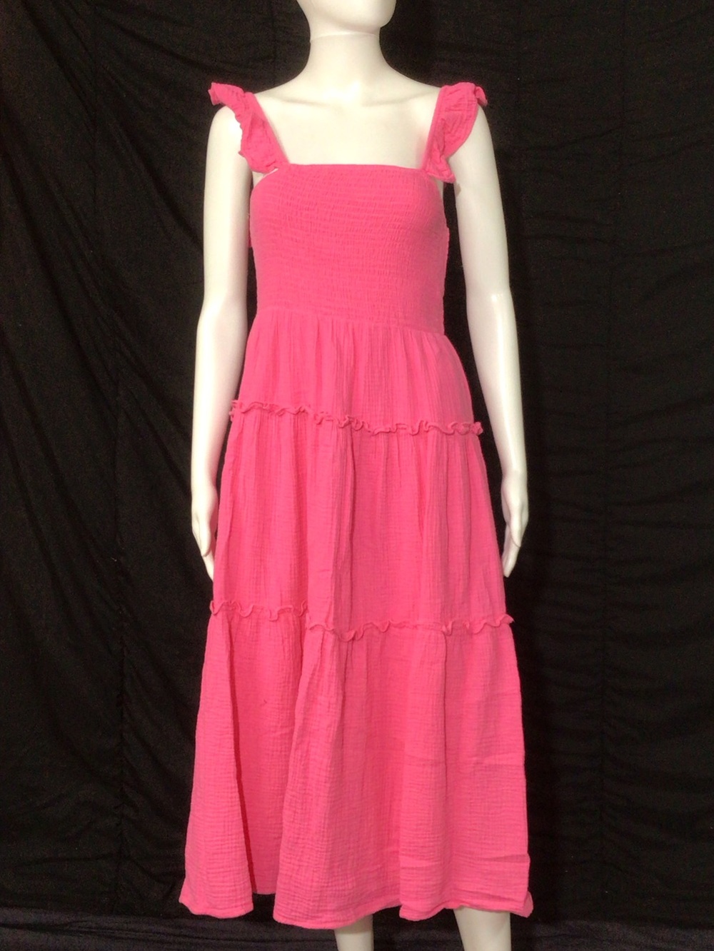 Johnnybecca Crinkle Gauze Tiered Midi/Maxi Dress